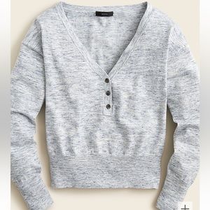 J.Crew Space-dyed wide V-neck henley sweater